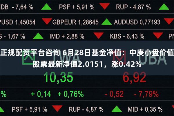 正规配资平台咨询 6月28日基金净值：中庚小盘价值股票最新净值2.0151，涨0.42%