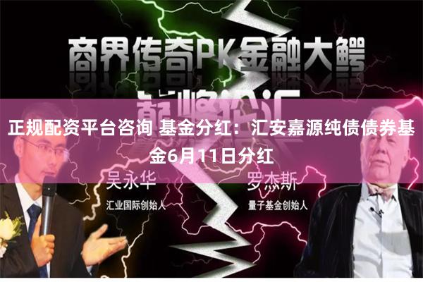 正规配资平台咨询 基金分红：汇安嘉源纯债债券基金6月11日分红